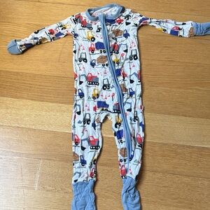 Little Sleepies Construction Print Kids Footie